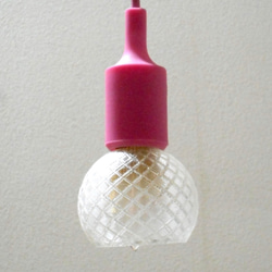 LED シャンデリア電球 と 超小形 3D 印刷透明シェード つきペンダント・ライト #10011 2枚目の画像