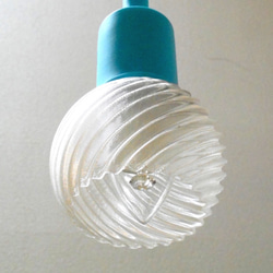 LED シャンデリア電球 と 超小形 3D 印刷透明シェード つきペンダント・ライト #10013 2枚目の画像
