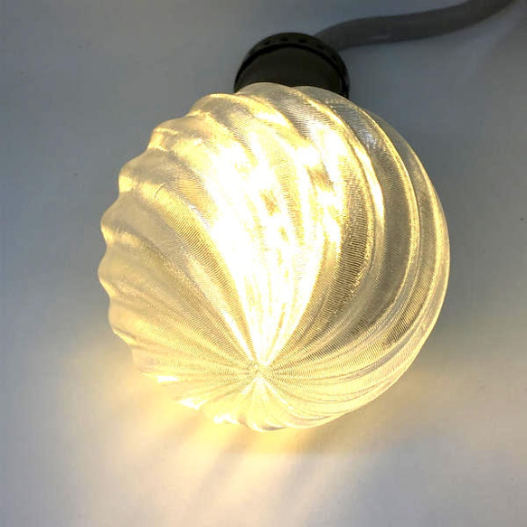 直径 8 cm 波模様つきボールランプ (100 V 3 W 電球色 LED 電球 白熱灯 30 W 相当) 2枚目の画像