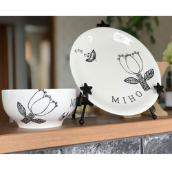 1372 名入れ オーダー 茶碗 マグカップ 丸皿 プレート 北欧風 花柄 食器セット 結婚祝い 引越祝い オリジナル 2枚目の画像