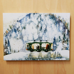 ＊雪の電車＊木製パネル 2枚目の画像