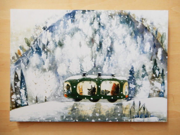 ＊雪の電車＊木製パネル 4枚目の画像
