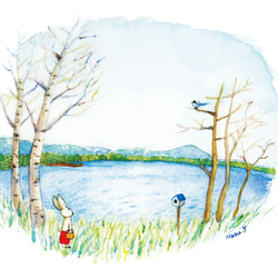 ポストカードお好み（4枚セット）『No.6　三月の湖』 1枚目の画像