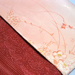 素襖袋　化繊と正絹きものからリメイク　オレンジ 3枚目の画像