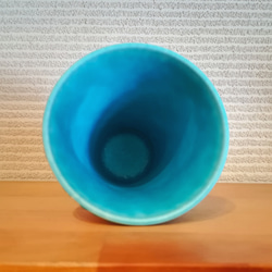 ひまわり花柄　フリーカップ　ターコイズブルー　トルコブルー 5枚目の画像