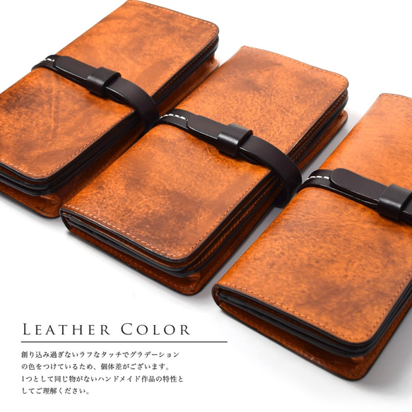 【特別価格】アルゼンチンレザー 2color 長財布 - Vintagecamel × Darkbrown - 5枚目の画像