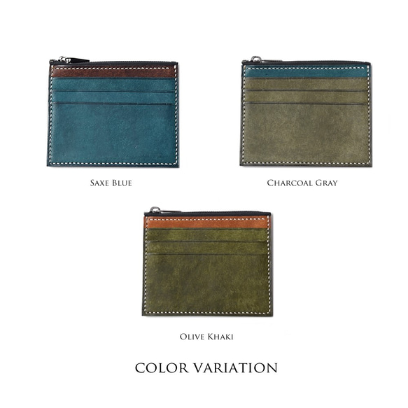 【刻印無料】イタリア産本革薄型コンパクト財布 - Saxe Blue - 8枚目の画像