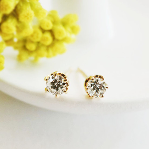 K18 シンプル ダイヤモンドピアス 両耳0.2ct ピアス（スタッド・一粒