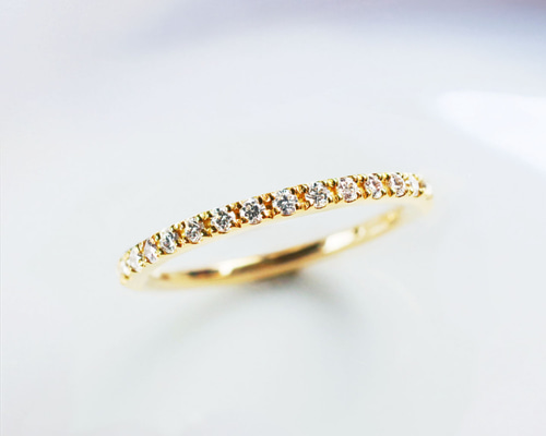 K18 ダイヤモンド0.18ct ハーフエタニティ リング 指輪・リング