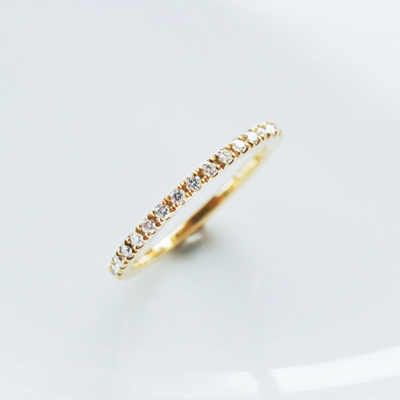 K18 ダイヤモンド0.18ct ハーフエタニティ リング 2枚目の画像