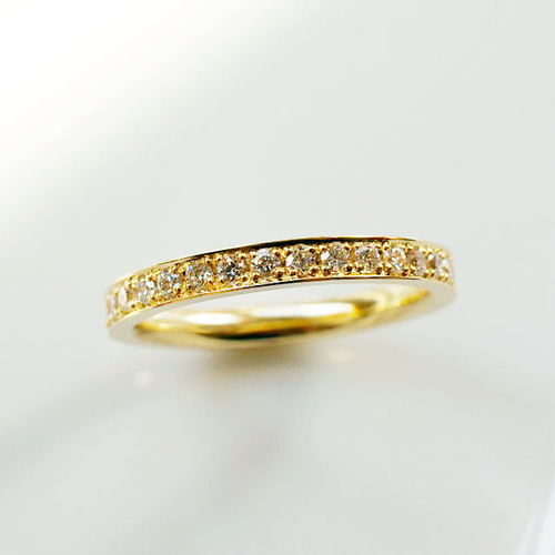 K18 ダイヤモンド 0.24ct ハーフエタニティリング 2mm幅【受注