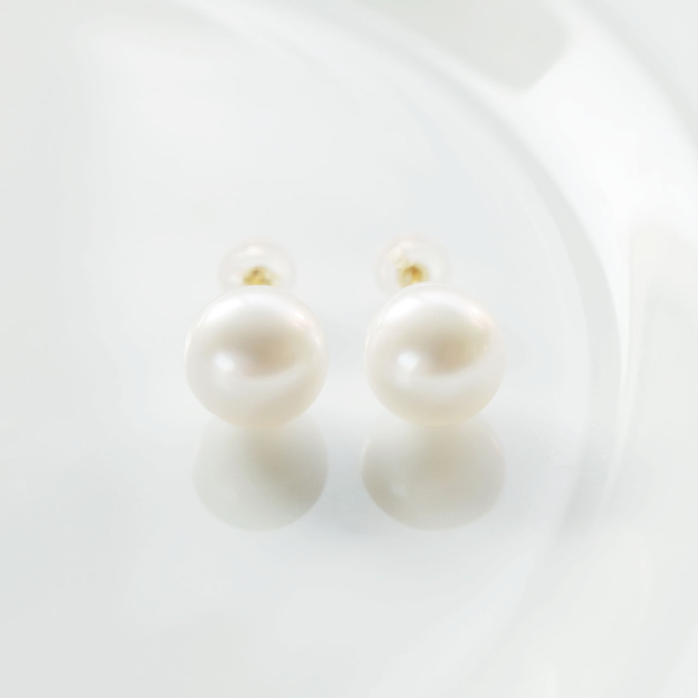 K18 白蝶パール スタッド ピアス