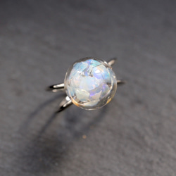 Opal Opal Resin Double Cross Ring 銀色 不規則尺寸 天然石 原石 第2張的照片