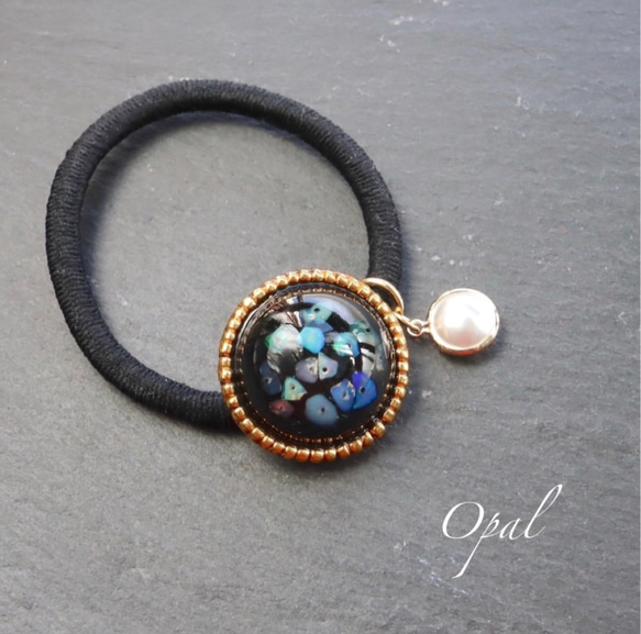 Opal Real Gold Processing Gold Beads Resin [Stone Feeling] BLACK 第1張的照片