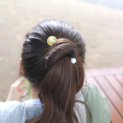 【石腳】玫瑰石英+橄欖石頭髮棒 第7張的照片