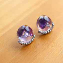 Tutu ♦︎紫水晶+銀珠耳環S 第3張的照片