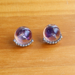 Tutu ♦︎紫水晶+銀珠耳環S 第5張的照片