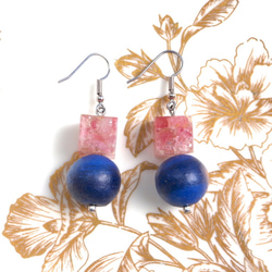♦︎KAJITSU♦︎粉紅碧璽和藍莓鉤形耳環/耳環 第2張的照片