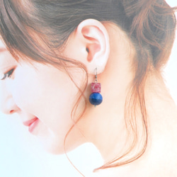 ♦︎KAJITSU♦︎粉紅碧璽和藍莓鉤形耳環/耳環 第4張的照片