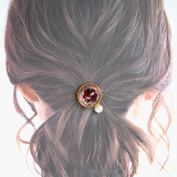 石榴石♢珠子+寶石♢全息樹脂金珠子髮帶棕色天然石石 第2張的照片