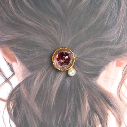 石榴石♢珠子+寶石♢全息樹脂金珠子髮帶棕色天然石石 第4張的照片
