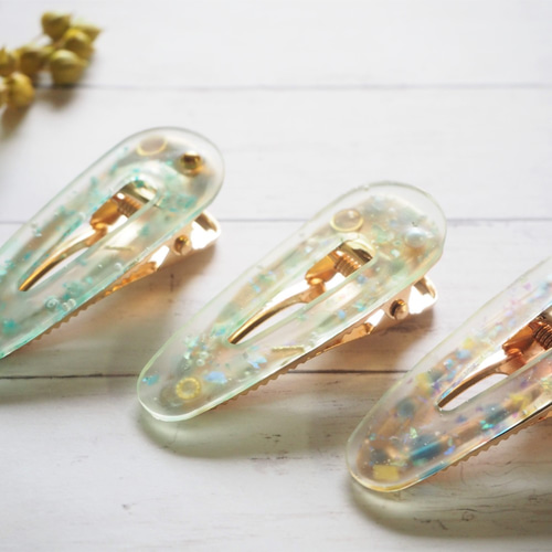 レジンヘアゴム ヘアクリップ 大ぶり ベージュ メラスフェルラ