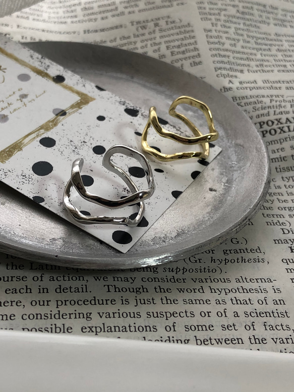 (1-37) design ring 1個　シルバーカラー　開口指輪 5枚目の画像