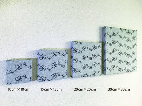 壁に簡単ピタッ！刺繍で小花の鎖編み 20ｃｍ角フリースタイルボード（ファブリックパネル） 2枚目の画像