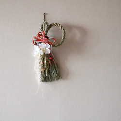しめ縄飾り　胡蝶蘭と紅白水引き 6枚目の画像