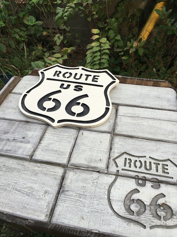 薄型 ROUTE66ステンシル文字看板（大） 3枚目の画像