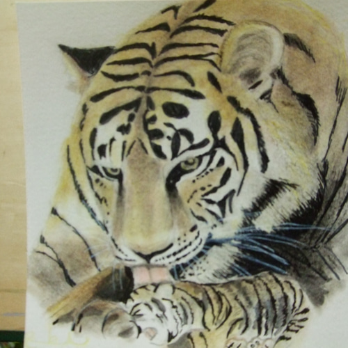 虎  ぬいぐるみ絵画 虎 ぬいぐるみ絵画