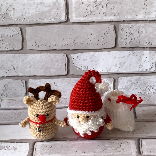 クリスマスツリー・サンタ・トナカイ・サンタさん袋☆編みぐるみ4点