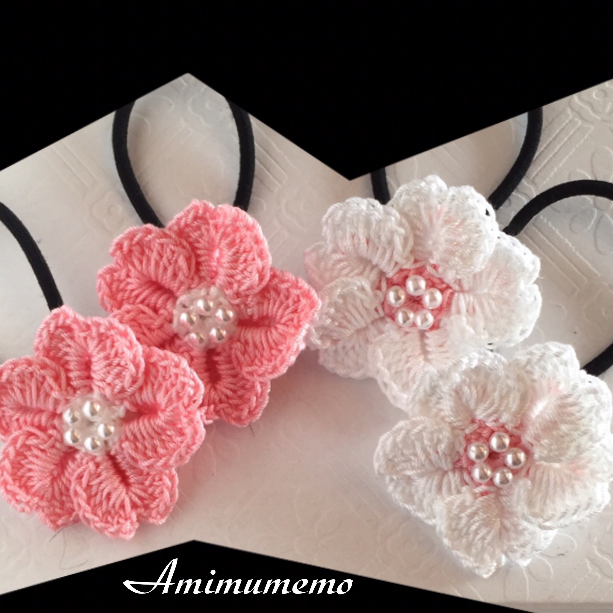 桜♡お花見♡ベビーヘアクリップ ヘアゴム ハンドメイド商品