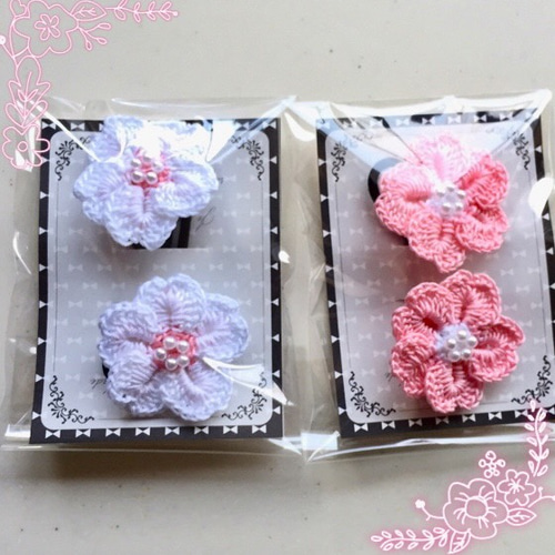 桜♡お花見♡ベビーヘアクリップ ヘアゴム ハンドメイド商品