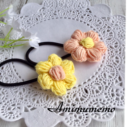 刺繍糸お花♡ベビーヘアクリップ　ヘアゴム 0_370077ec0cd3f83c05a8006ba0e3