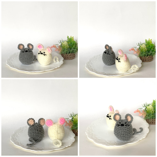ふっくらねずみのあみぐるみ☆送料無料☆2個セット あみぐるみ