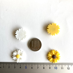 ３点以上送料無料｛再販｝花のデコパーツ：樹脂製２３ミリ：デイジー：ひな菊：マーガレット：ホワイト：１０個 4枚目の画像