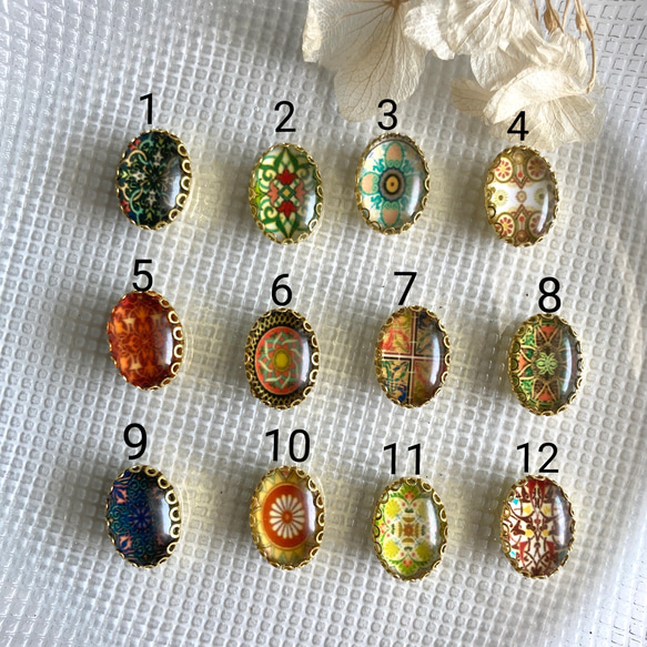 3点以上送料無料：万華鏡ステンドグラス風：ガラスカボション