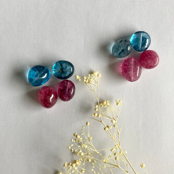 ３点以上送料無料：天然石クォーツビーズ：ナゲット：染め：約１０ミリ前後：２カラー４個 3枚目の画像