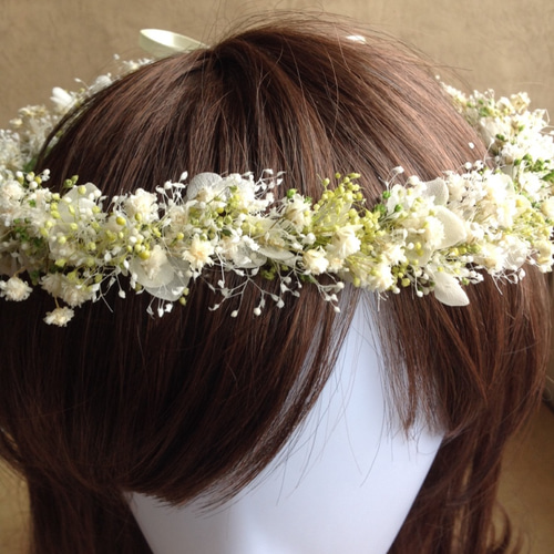 アンティークかすみ草の花かんむり ヘッドドレス（ウェディング