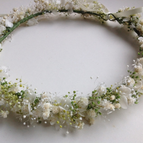 アンティークかすみ草の花かんむり ヘッドドレス（ウェディング