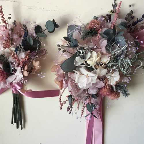 ウェディングブーケ、ブートニア、花冠 、リストブーケ 色変更OK