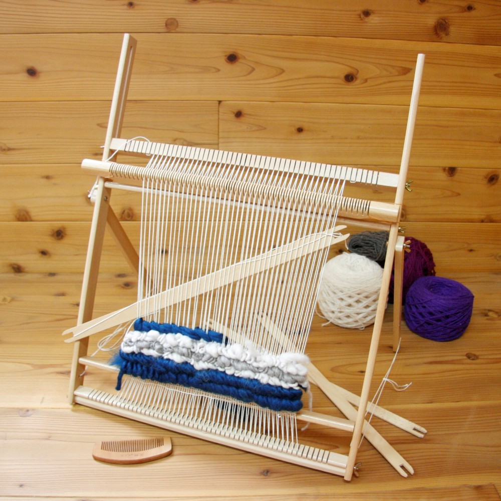 ノッティング織り/フェリシモ 天然木の織り機 とウール糸のラグキット8