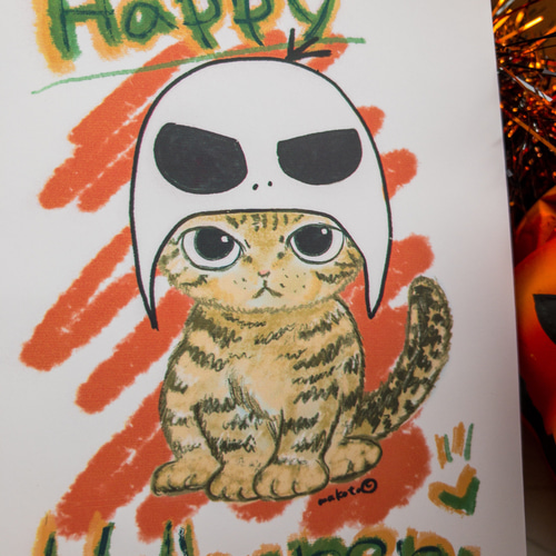 ハロウィンポストカード(猫おばけ)2枚組 イラスト napuripu 通販