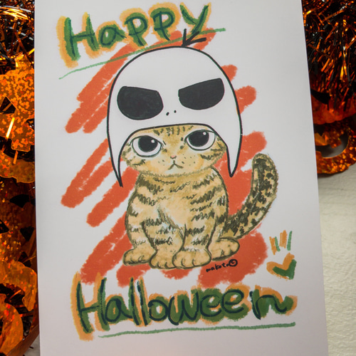 ハロウィンポストカード(猫おばけ)2枚組 イラスト napuripu 通販