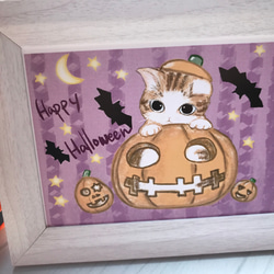 猫ちゃんハロウィンかぼちゃポストカード　2枚組 6枚目の画像