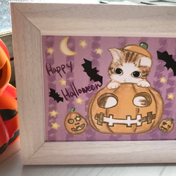 猫ちゃんハロウィンかぼちゃポストカード　2枚組 7枚目の画像
