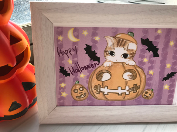 猫ちゃんハロウィンかぼちゃポストカード　2枚組 7枚目の画像