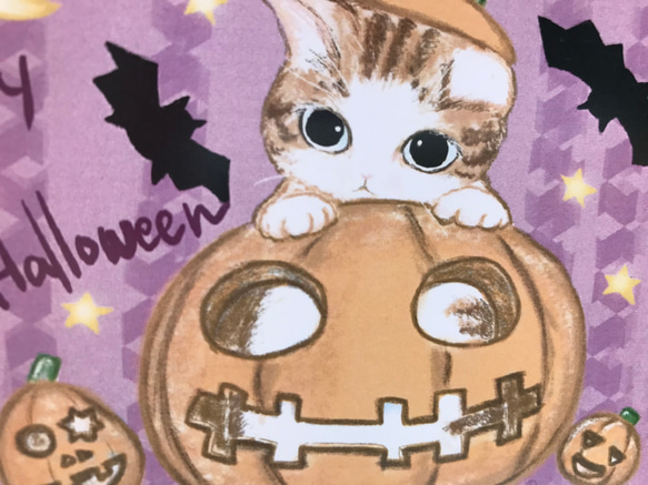 猫ちゃんハロウィンかぼちゃポストカード　2枚組 9枚目の画像