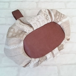 カボチャバッグ＊リネンにアンティークレース 5枚目の画像